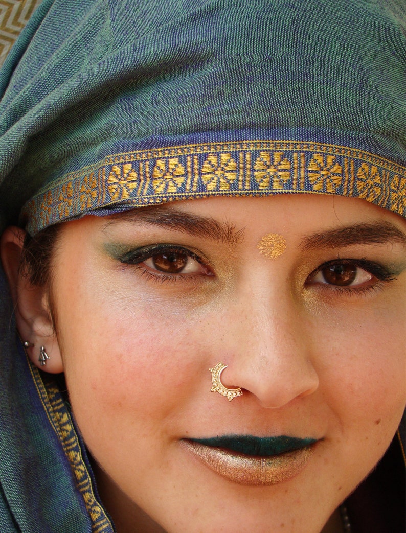 Helix rook indian nose ring daith septum nose hoop Nefertiti- Gold nose ring tragus boho septum Tribal piercing tribal nose ring