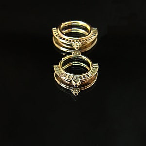 14K Solid Yellow Gold Tribal Nose Ring: Indian Helix Septum Hoop Piercing