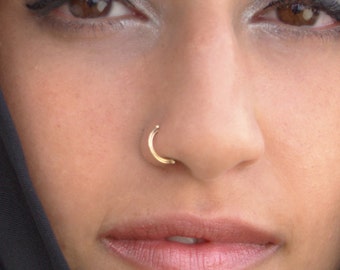 14k Solid Gold Nose Ring, Helix Tragus Cartilage Hoop