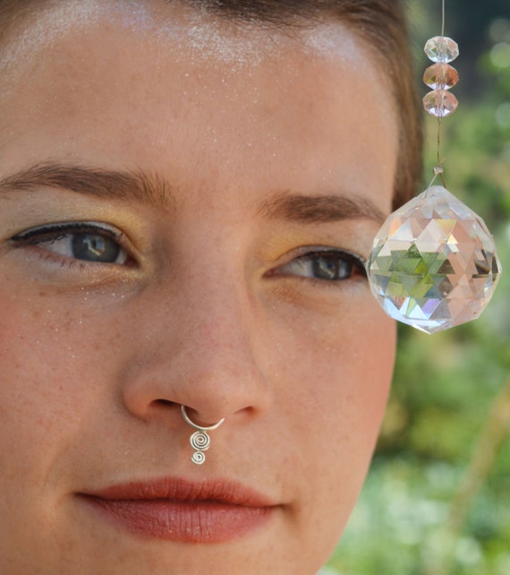 tragus nostril ring tribal septum helix nose ring nose piercing Septum ring septum piercing spiral septum spiral Silver septum
