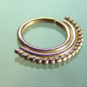 Septum ring, septum piercing, gold septum ring, nose ring, Septum, tribal septum ring, septum jewelry, nostril ring , tragus, Aztec septum