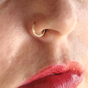 Gold septum, setum ring, septum piercing, nose hoop, Moon Nose Ring, Gold nose ring, moon septum, nose hoop, septum jewelry, crescent moon image 7