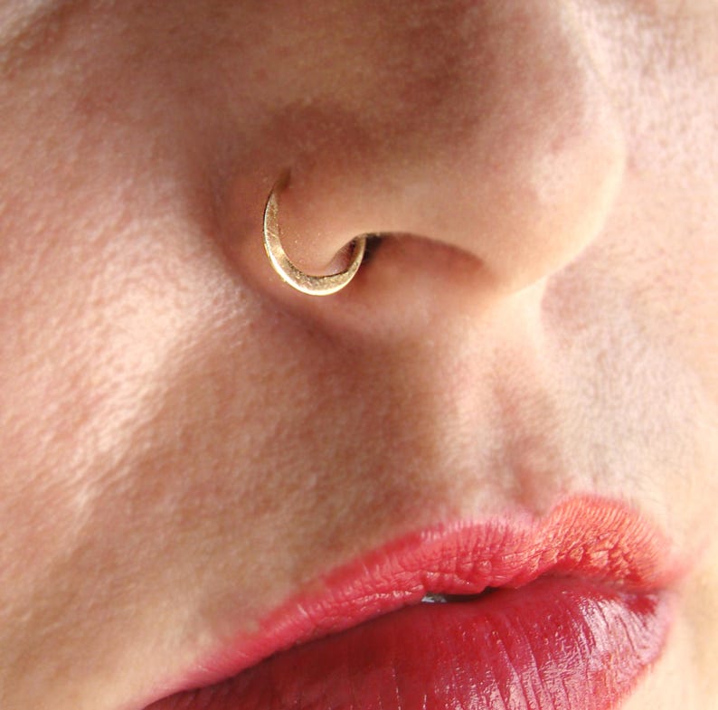 Gold septum, setum ring, septum piercing, nose hoop, Moon Nose Ring, Gold nose ring, moon septum, nose hoop, septum jewelry, crescent moon image 7
