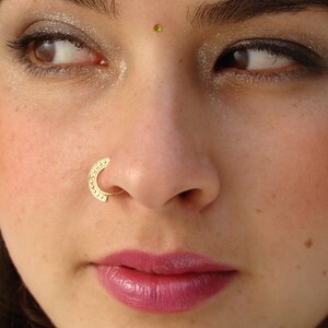 Persephone-tribal nose ring, Gold nose hoop, indian nose ring, Gold septum, Helix, rook, Cartilage earring, boho nose ring, big nose ring