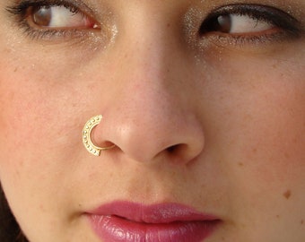 Persephone-tribal nose ring, Gold nose hoop, indian nose ring, Gold septum, Helix, rook, Cartilage earring, boho nose ring, big nose ring