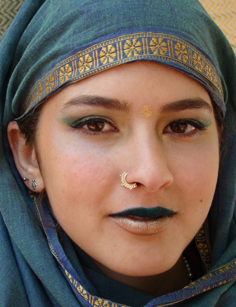 Helix rook indian nose ring daith septum nose hoop Nefertiti- Gold nose ring tragus boho septum Tribal piercing tribal nose ring
