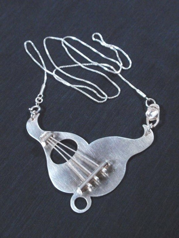 Mandolin Pendant musical necklaces 925 silver necklace Etsy