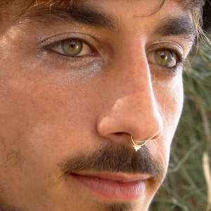 Septum ring, body piercing, Septum, Tribal septum ring, Gold Septum ring, Chakana, Inca cross, Andean jewelry, gold earrings, helix, tragus