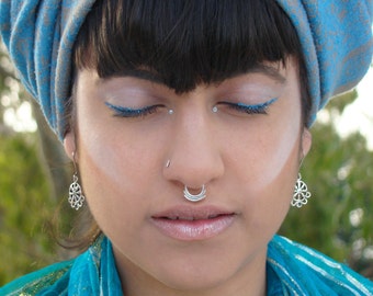 Septum, Tribal septum, Silver septum, boho septum ring, septum piercing, silver septum, piercing jewelry, Burning man, nose septum piercing