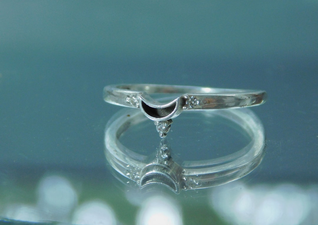 Moon Whit Rings Moon Rings , Sterling Silver or White Gold With Diamonds, Engagement ...