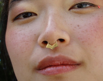Gold septum ring, Gold septum piercing, Tribal piercing, tragus, Helix, Helix earring,  geometric septum, septum, rook, nose piercing