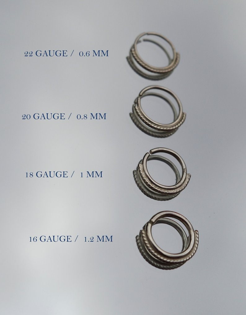 14K Solid Yellow Gold Tribal Nose Ring: Indian Helix Septum Hoop Piercing