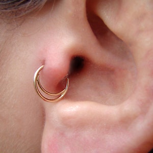 Half moon Nose Ring, Gold nose ring, gold septum, nostril ring, nose hoop, 14K Gold nose ring, septum ring, Gold nose hoop, septum piercing image 2