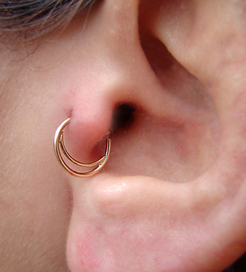 Half moon Nose Ring, Gold nose ring, gold septum, nostril ring, nose hoop, 14K Gold nose ring, septum ring, Gold nose hoop, septum piercing image 2