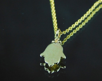 Hamsa necklace ,Girls necklace, 14 k gold pendant, boho necklace, gold charm, dainty Necklace, hand of fatima pendant