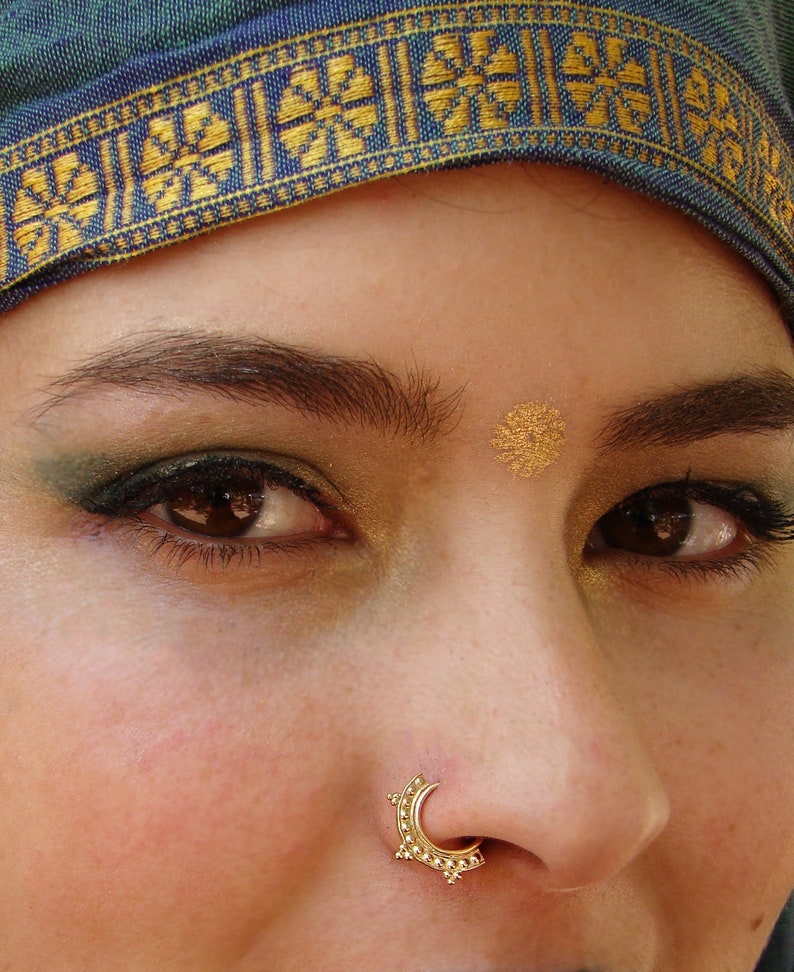 Helix rook indian nose ring daith septum nose hoop Nefertiti- Gold nose ring tragus boho septum Tribal piercing tribal nose ring