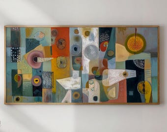Mid-Century Modern Abstract Art Print, Large Minimalist Geometric Wall Decor