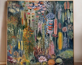 Abstract Floral Botanical Art Print, Modern Square Wall Décor, Dreamy Flower Shapes & Soft Palette