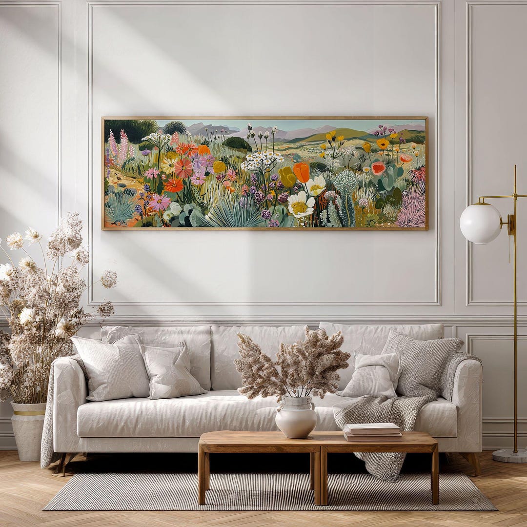 Wildflowers Art Print, Large Floral Retro Botanical Wall Decor - Etsy