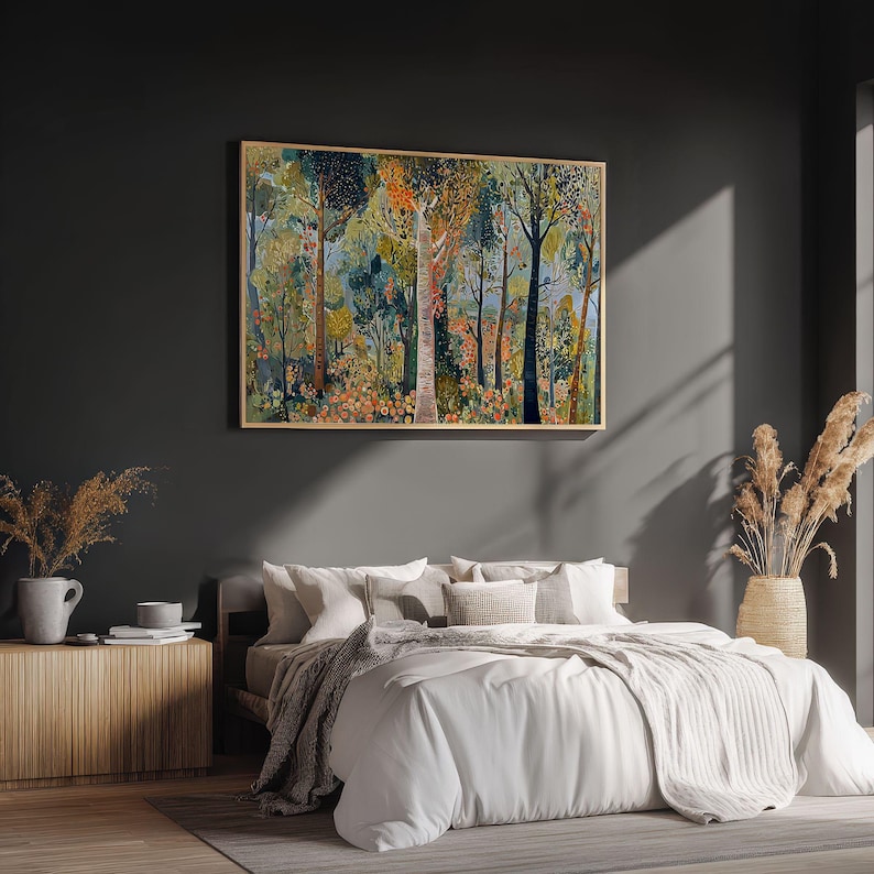 Forest Print, Large Nature Tree Wall Décor, Woodland Landscape Wall Art ...