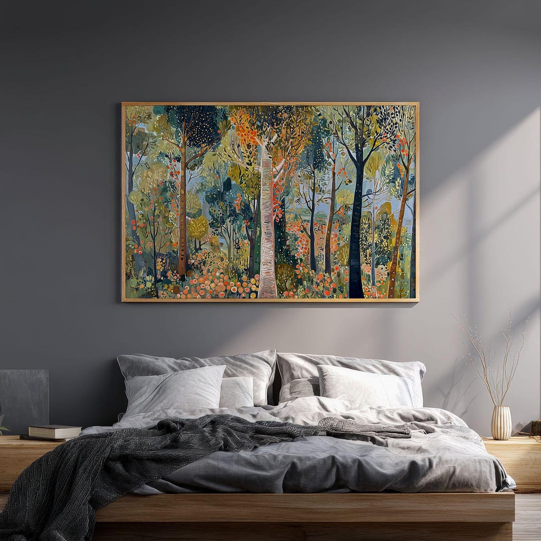 Forest Print, Large Nature Tree Wall Décor, Woodland Landscape Wall Art ...