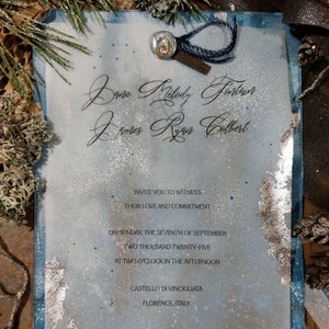Invitación de boda "Te niego" en una caja; Invitación en forma de pergamino, boda de invierno, boda en un país de las maravillas invernal, boda nórdica, carta de amor