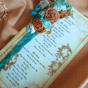 Menú, Sueño Turquesa; Menú Shabby, Menú Shabby Chic, Menú Envejecido, Menú Afligido, Menú Flor, Boda Vintage, Papelería de Boda, Menú Viejo
