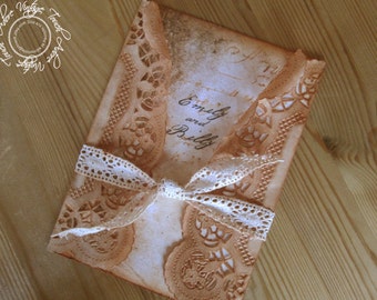 Wedding Invitation Suite, Endless Love; Shabby Invitation, Distressed Invite, Invitation, Doily Invitation, Vintage Wedding, Aged Invite