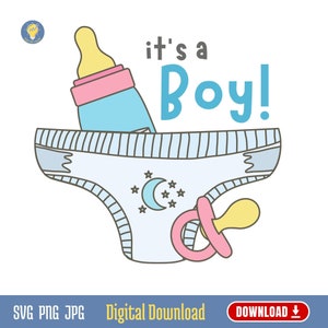 C'est un garçon fichier à télécharger numériquement | Fichier jpg téléchargeable Baby Boy Born | C'est un garçon en téléchargement png | Fichier svg baby shower