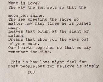 Poem love poem poetry love song romantic note gift original poetry typographic print typewritten poem NOVA 1