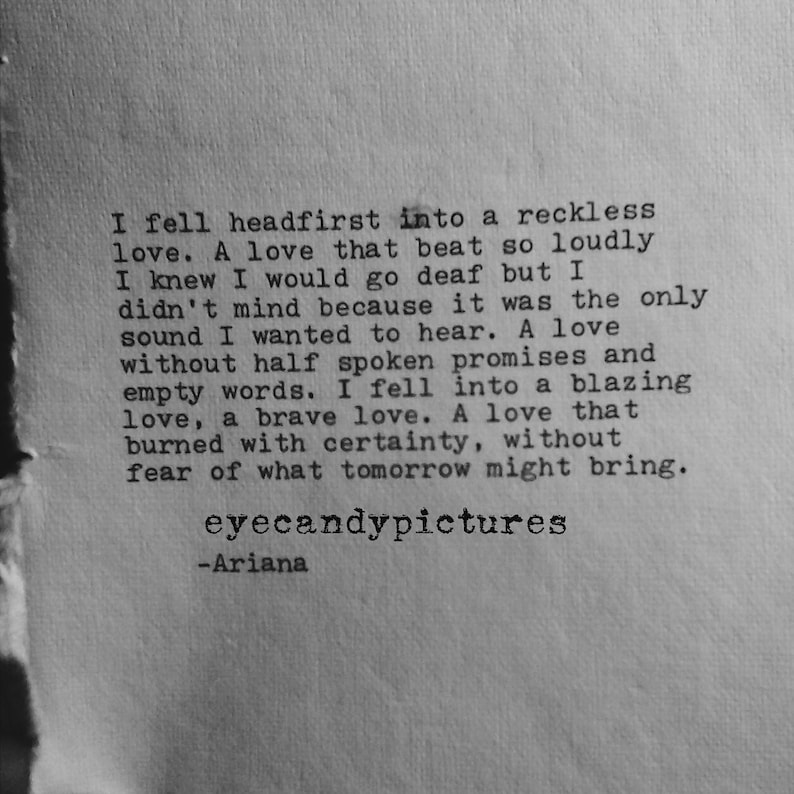 Poetry Original Poem Love Letter Typewritten Poem Typography Etsy