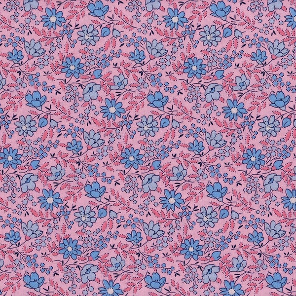 RJR Fabrics - Everything But the Kitchen Sink - Summer Skirt - Blue Flowers on Pink