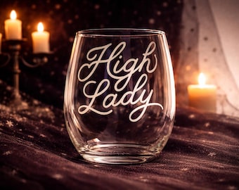 High Lady – Bicchiere da vino senza stelo – Accessorio da bar per amanti dei libri fantasy