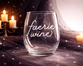 Vino delle Fate – Bicchiere da vino senza stelo – Regalo fantasy romantico per gli amanti dei libri – Accessorio da bar incantato