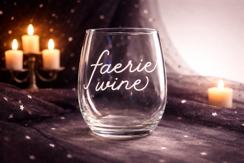 Faerie Wine – Stemless Wine Glass – Fantasy Romantasy Gift for Book Lovers – Enchanted Barware image 1