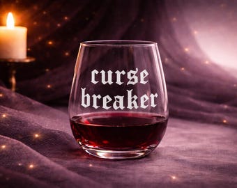 Bicchiere da vino inciso "Curse Breaker" - Calice per amanti dei libri romantici