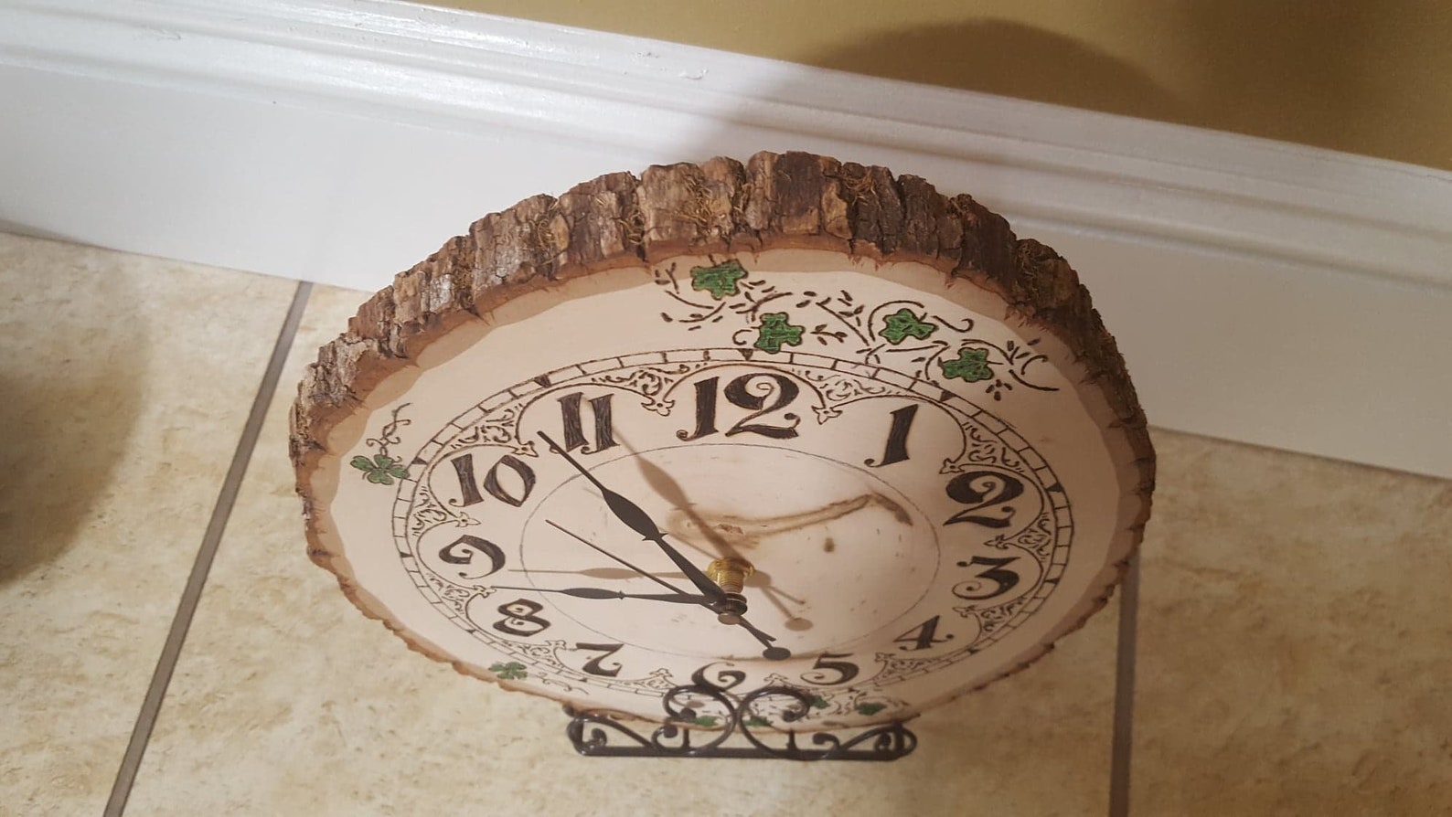 Rustic Wood Clock // Wooden Desk Clock // Wood Burned Clock // Etsy