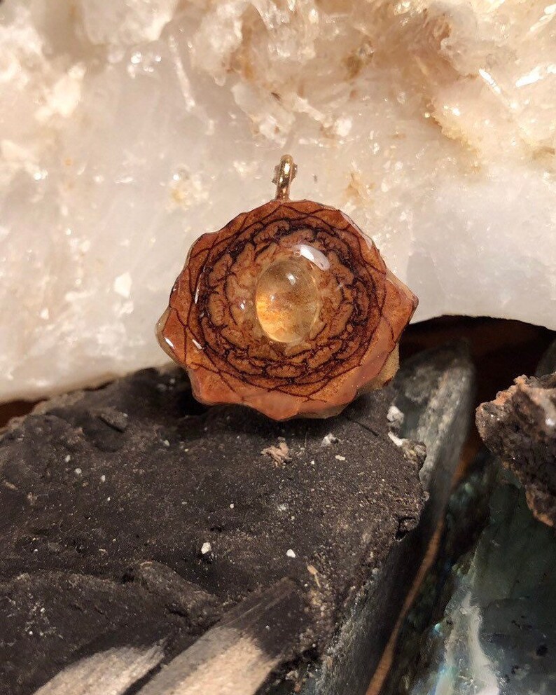 Gem Quality Citrine Cabochon Pinecone Pendant