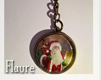 Cabochon keyring "Santa Claus"  , Christmas keyring, Christmas, gift idea, Father Christmas, Christmas gift, original keyring, bag jewelry