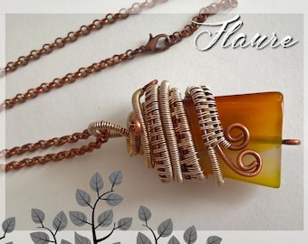 An agate wire wrap pendant necklace, agate, wire wrap, reiki, lithotherapy, wicca, energies, chakras