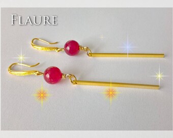 Gold plated earrings and red agate beads, agate jewelry, agate, jewelry gift