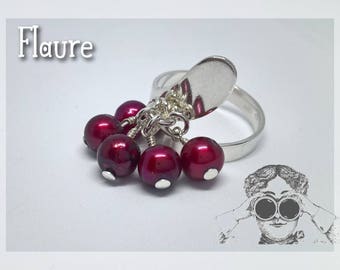 Silver ring and pearls blood freshwater culture, ring pearls, cultured pearls, cultured pearl jewelry, jewelry gift