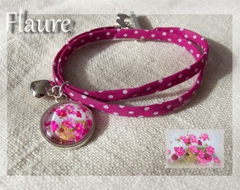 Bracelet fabric and cabochon "fields of flowers"