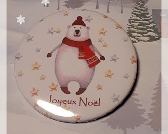 Large Christmas Polar Bear, badge, Christmas, gift, little Christmas gift, original gift, birthday, low price gift