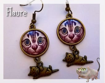 Cabochons earrings "cat 3", jewelry cabochons, cabochon, cat, cat jewelry, cat earrings, gift idea