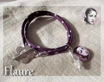 Bracelet fabric and cabochon "the tightrope walker - Vintage circus"
