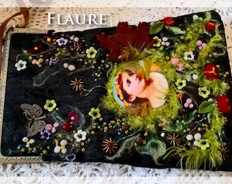 Embroidered denim bag &quot;the fairy nature&quot;, embroidered bag, purse, original bag, gift idea