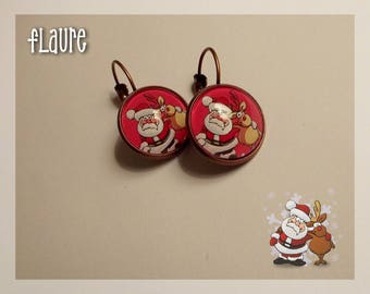 Boucles d'oreille dormeuses "Père-Noël et renne"