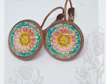Earrings "Vintage flowers", cabochon earrings, cabochon, flowers, flower jewelry, retro earrings