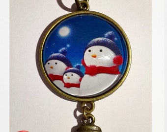 Cabochon keychain "Snowman", cabochon, snowman, Christmas, gift idea, Christmas gift, jewelry bag, original gift